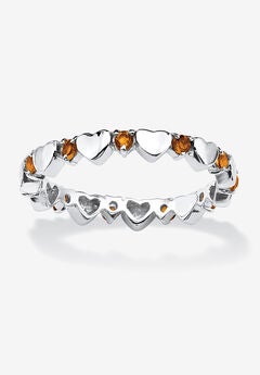 Simulated Birthstone Heart Eternity Ring