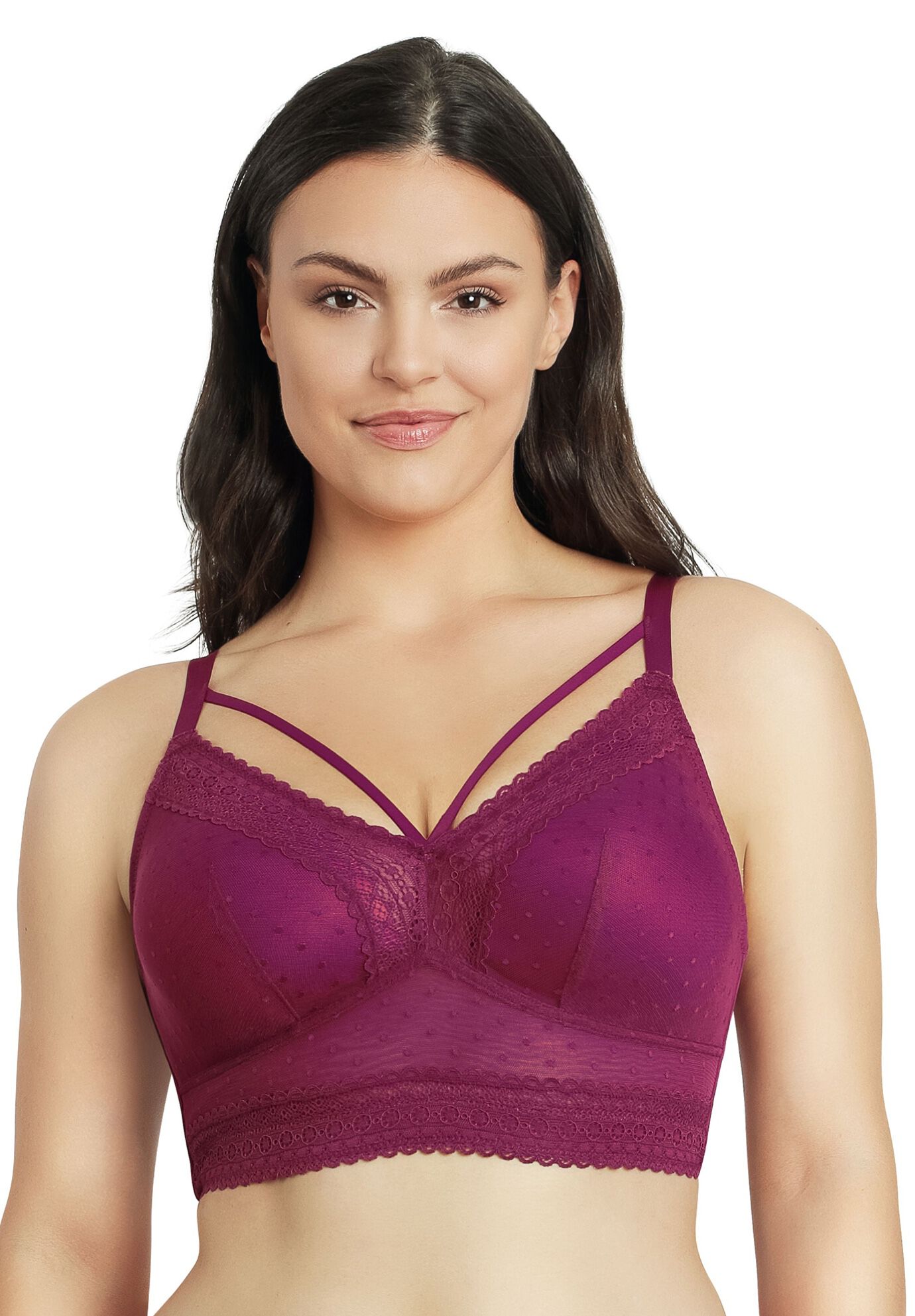 Mia Dot Wire-Free Padded Mesh Bralette, BLACKBERRY, hi-res image number 0