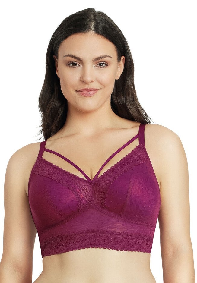 Mia Dot Wire-Free Padded Mesh Bralette, BLACKBERRY, hi-res image number 0