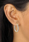 Yellow Gold-Plated Genuine Diamond Hoop Earrings (1/10 Cttw), , alternate image number null