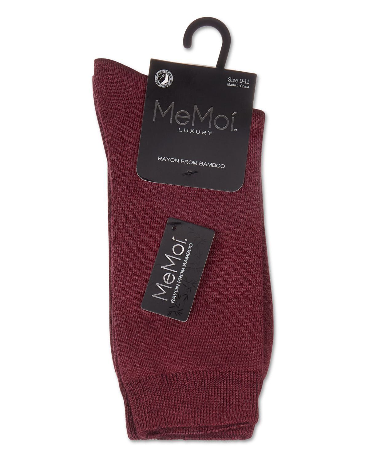 Women's Flat-Knit Bamboo Blend Crew Socks, WINE, alternate image number 2