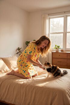V-Neck Short Sleeve Knee-Length Cotton Sleepshirt