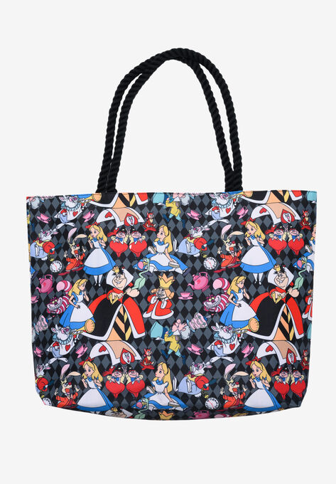 Disney Alice In Wonderland Tote Bag Travel Beach Cheshire Cat Queen Of Hearts Tote Bag, , on-hover image number null