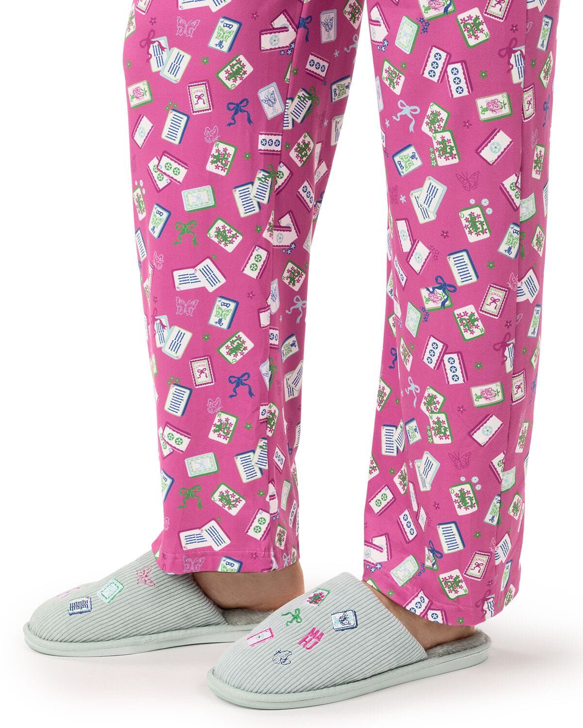 Mah Jong Plush Slippers, ICE BLUE, alternate image number 3