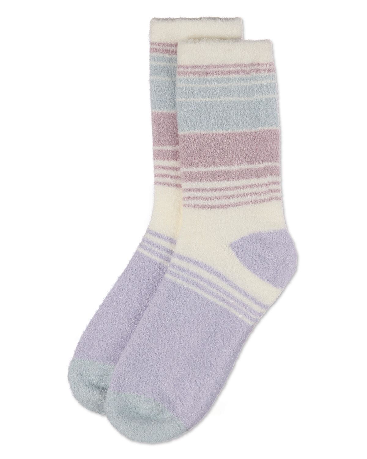 Women's Stripes Aloe Infused Crew Socks, LILAC, alternate image number 2