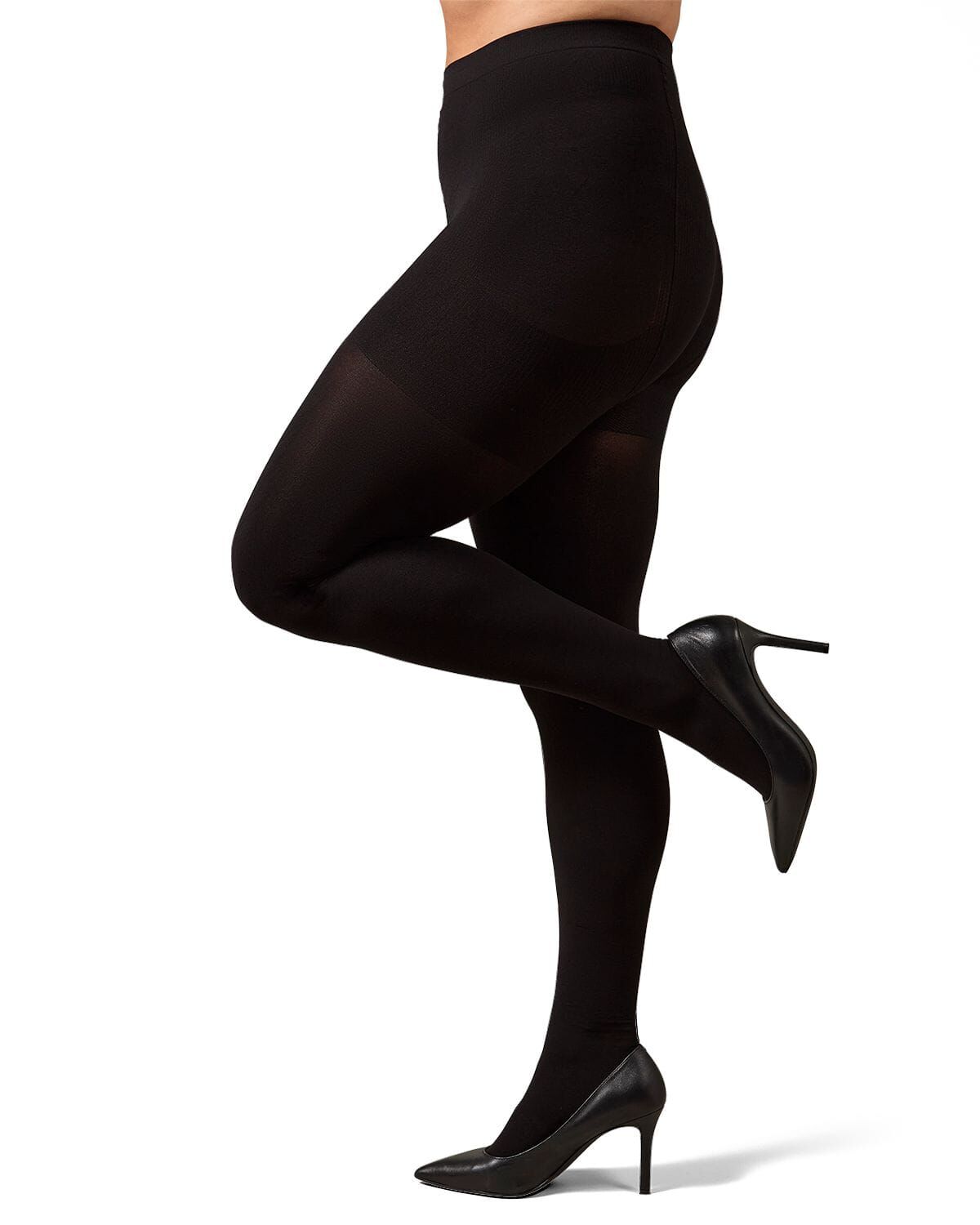 Women's FirmFit Opaque 90 Denier Control Top Tights, BLACK, hi-res image number 0