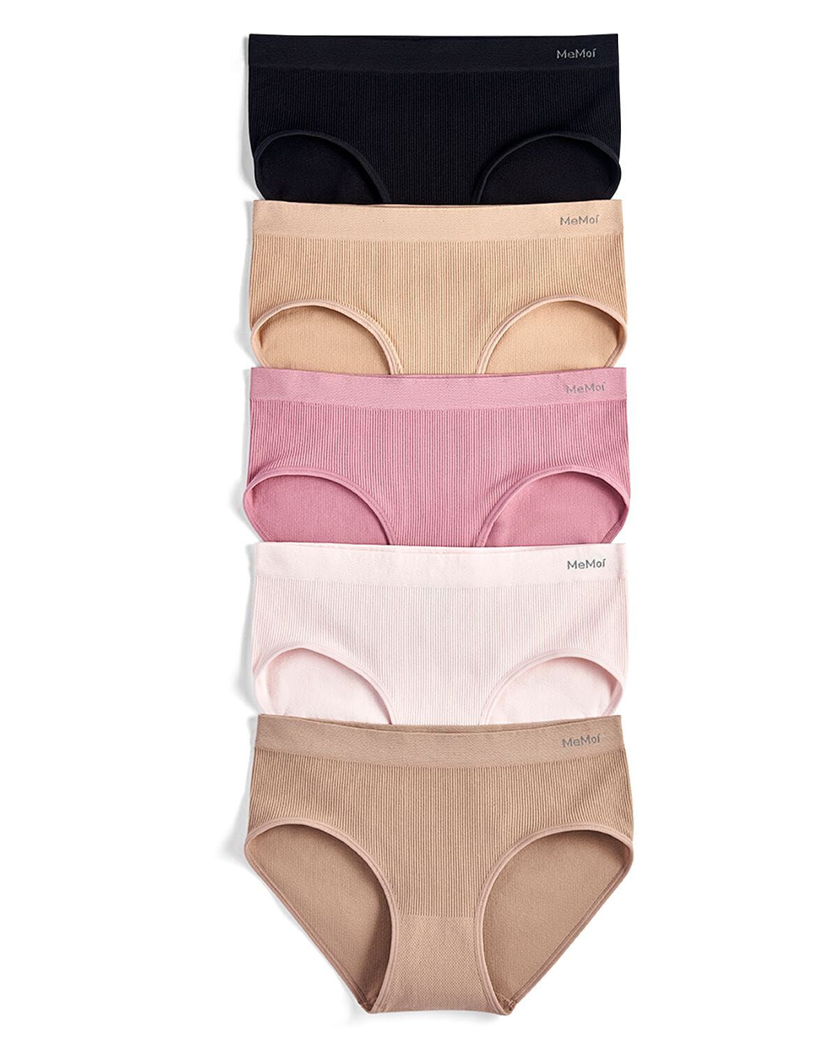 5 Pair Women's Seamless Pin-Rib Tag-Free Full-Coverage Brief Panties, PALE LILAC, alternate image number 2