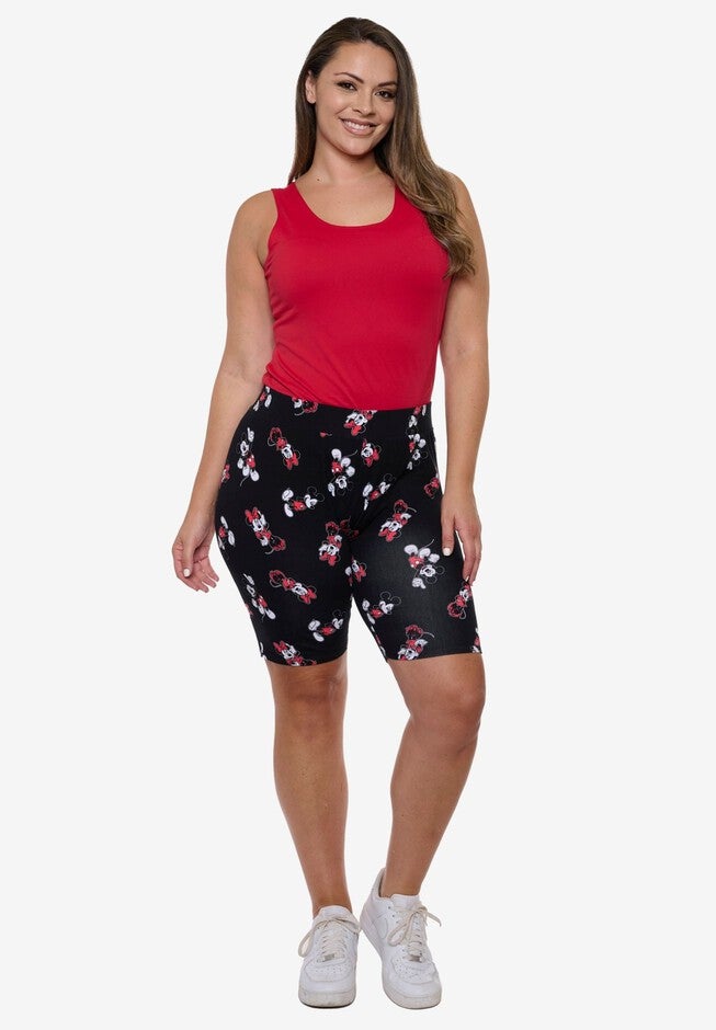Women's Disney Mickey Mouse Bike Shorts Black All-Over Print, BLACK, alternate image number 2