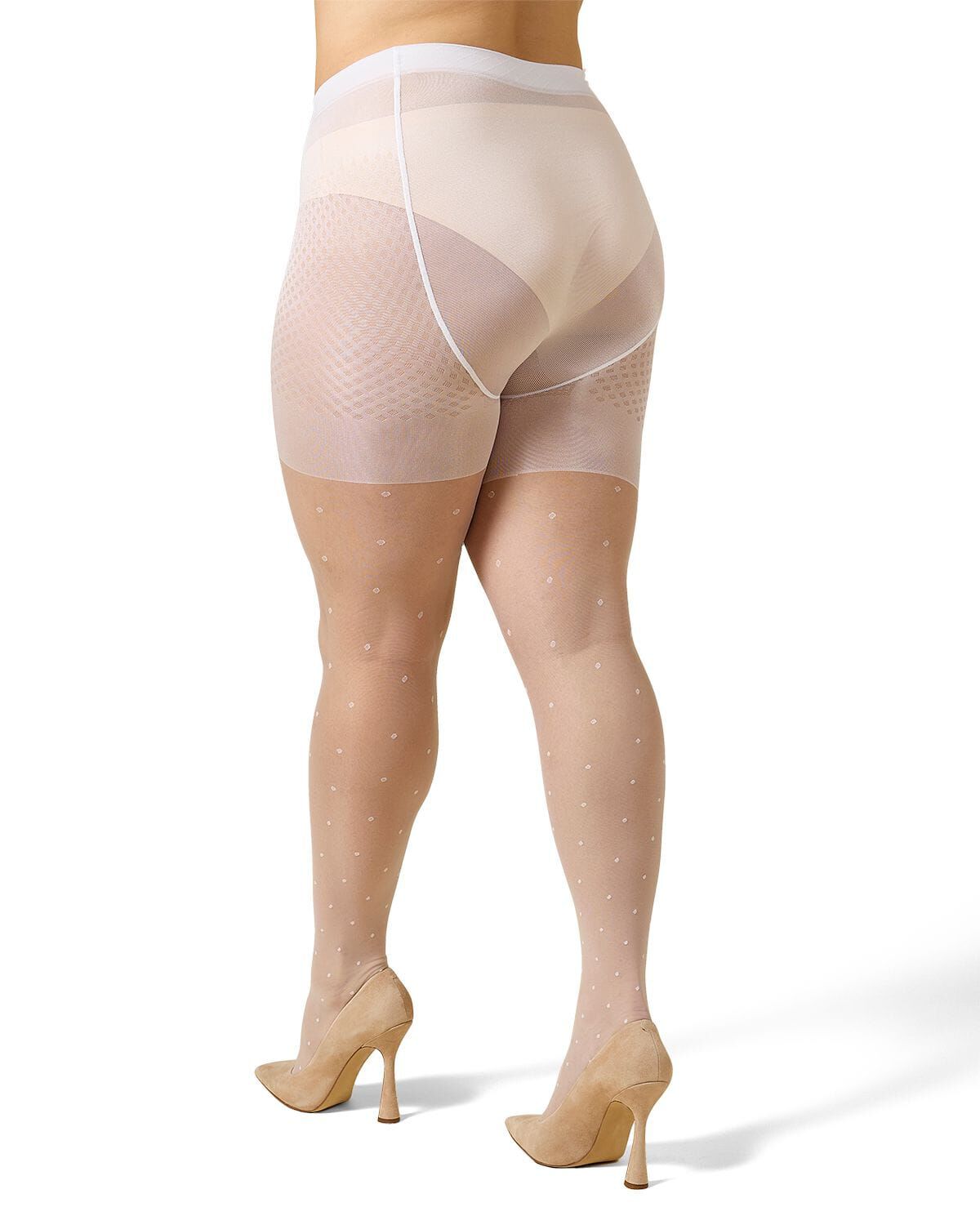 Women's Elegance Sheer Allover Dot Control Top Pantyhose, BIANCO, alternate image number 2