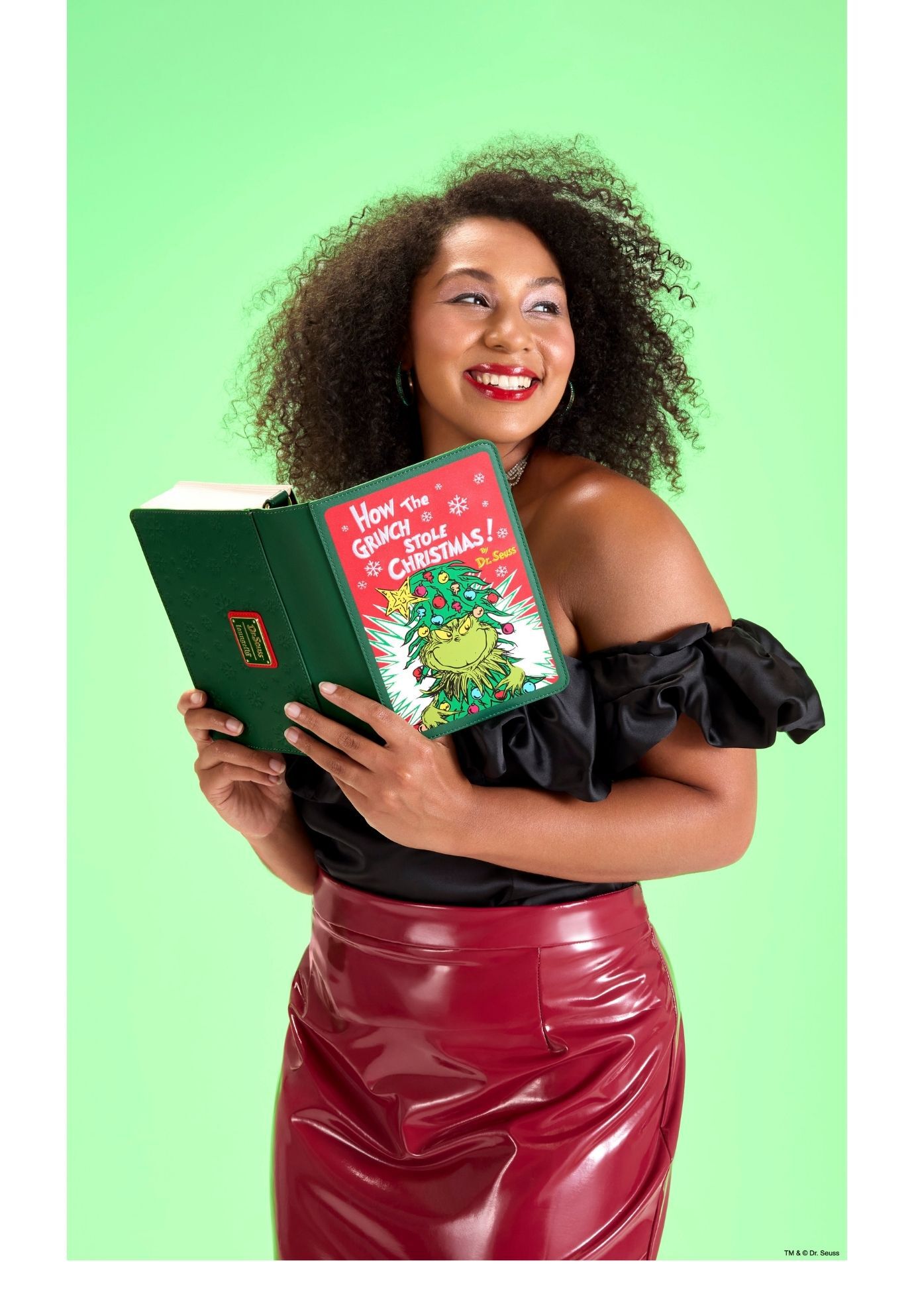 Loungefly x Dr. Seuss How the Grinch Stole Christmas! Holiday Color-In Crossbody Bag, GREEN, alternate image number 5