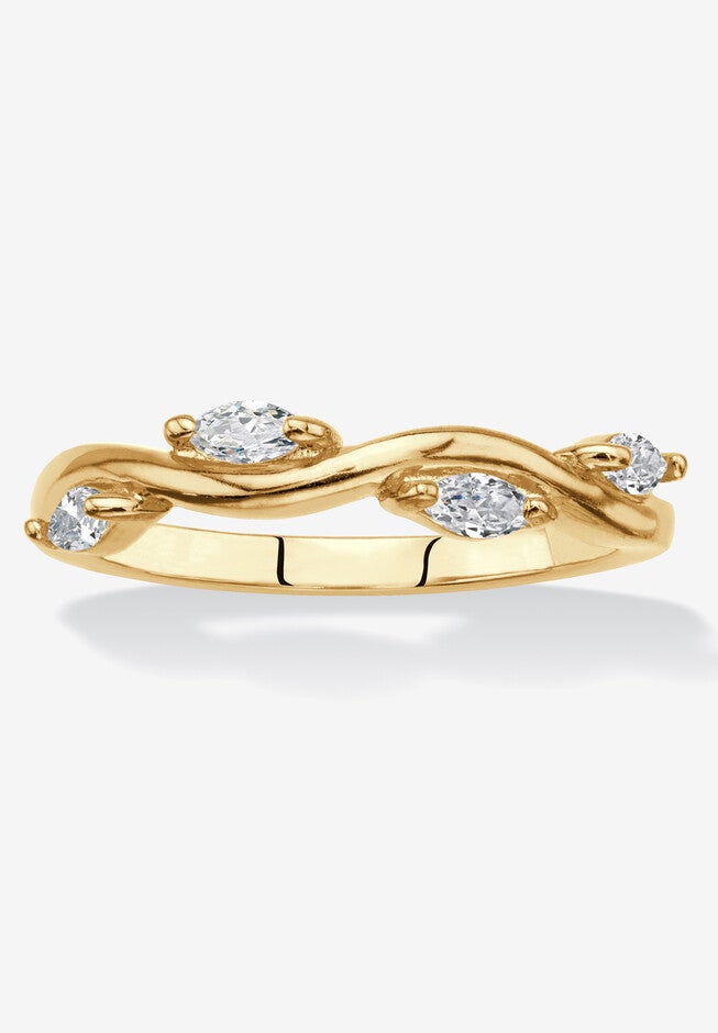 18K Yellow Gold Plated Cubic Zirconia Stackable Vine Ring, CUBIC ZIRCONIA, hi-res image number 0