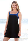 Two-Piece Colorblock Swim Dress, BLACK DARK SAPPHIRE, hi-res image number null
