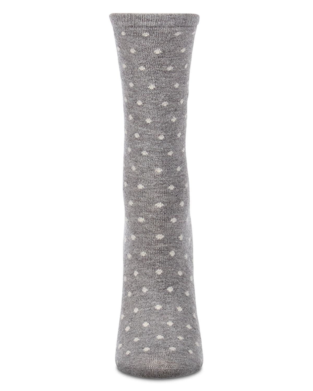 Women's Mini Dot Cashmere-Blend Crew Socks, MED GRAY HEATHER, alternate image number 1