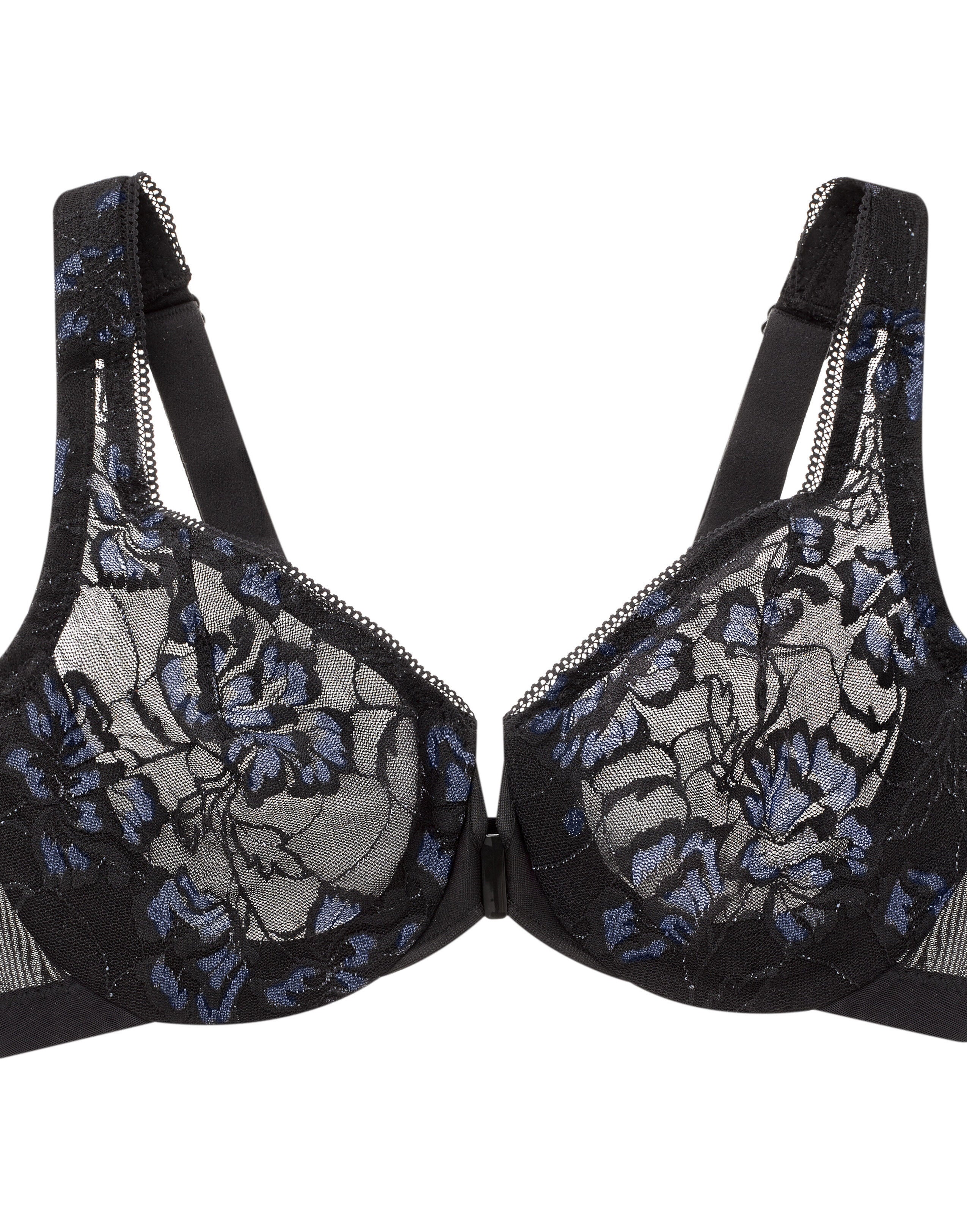 Glamorise Lacey T-Back Front-Closure WonderWire Underwire  Bra 9246 (Women&#39;s & Women&#39;s Plus), BLACK, alternate image number 3