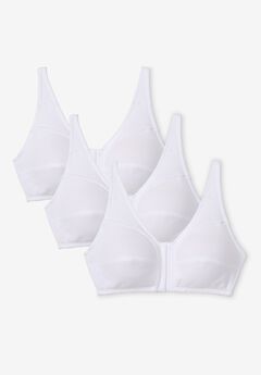 3-Pack Front-Close Cotton Wireless Bra
