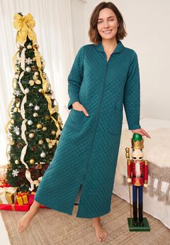Warm Cozy Quilted Zip Robe