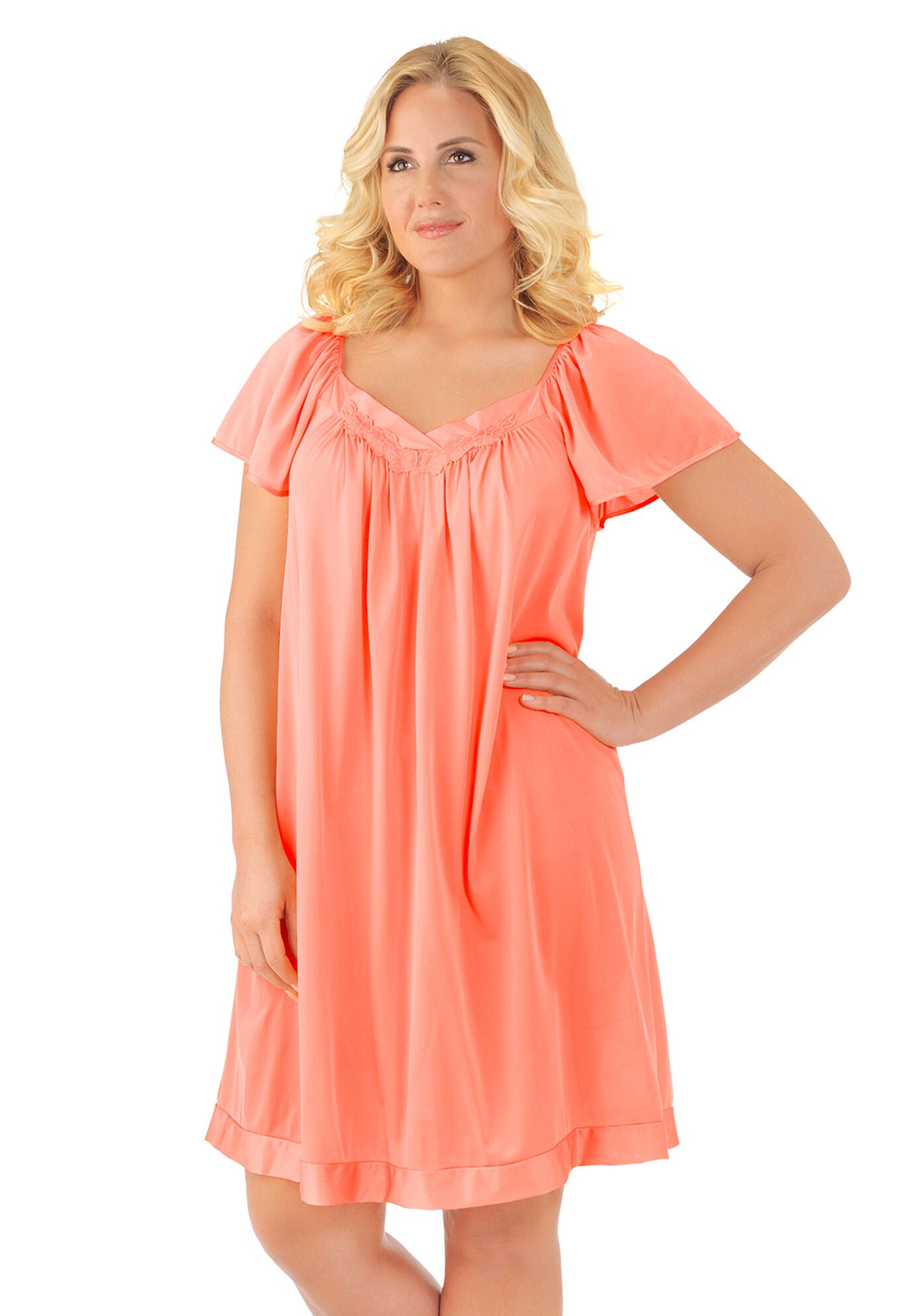 Exquisite Form® Flutter Sleeve Sleep Gown, PASSION, hi-res image number 0