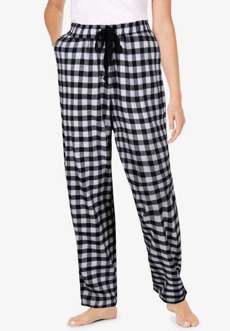 Cotton Flannel Pants , BLACK WHITE BUFFALO CHECK, hi-res image number null