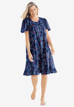 Short Floral Print Cotton Gown
