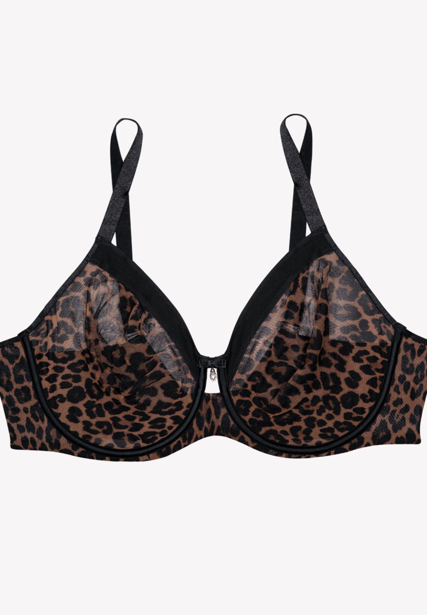 Sheer Mesh Full Coverage Unlined Underwire Bra, DESIGNER LEOPARD, alternate image number 4