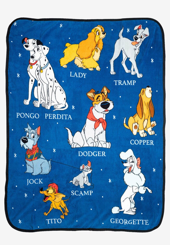 Disney Dogs Throw Blanket 46 inches x 60 inches Plush Lady & The Tramp Jock Dodger Copper, MULTI, hi-res image number null