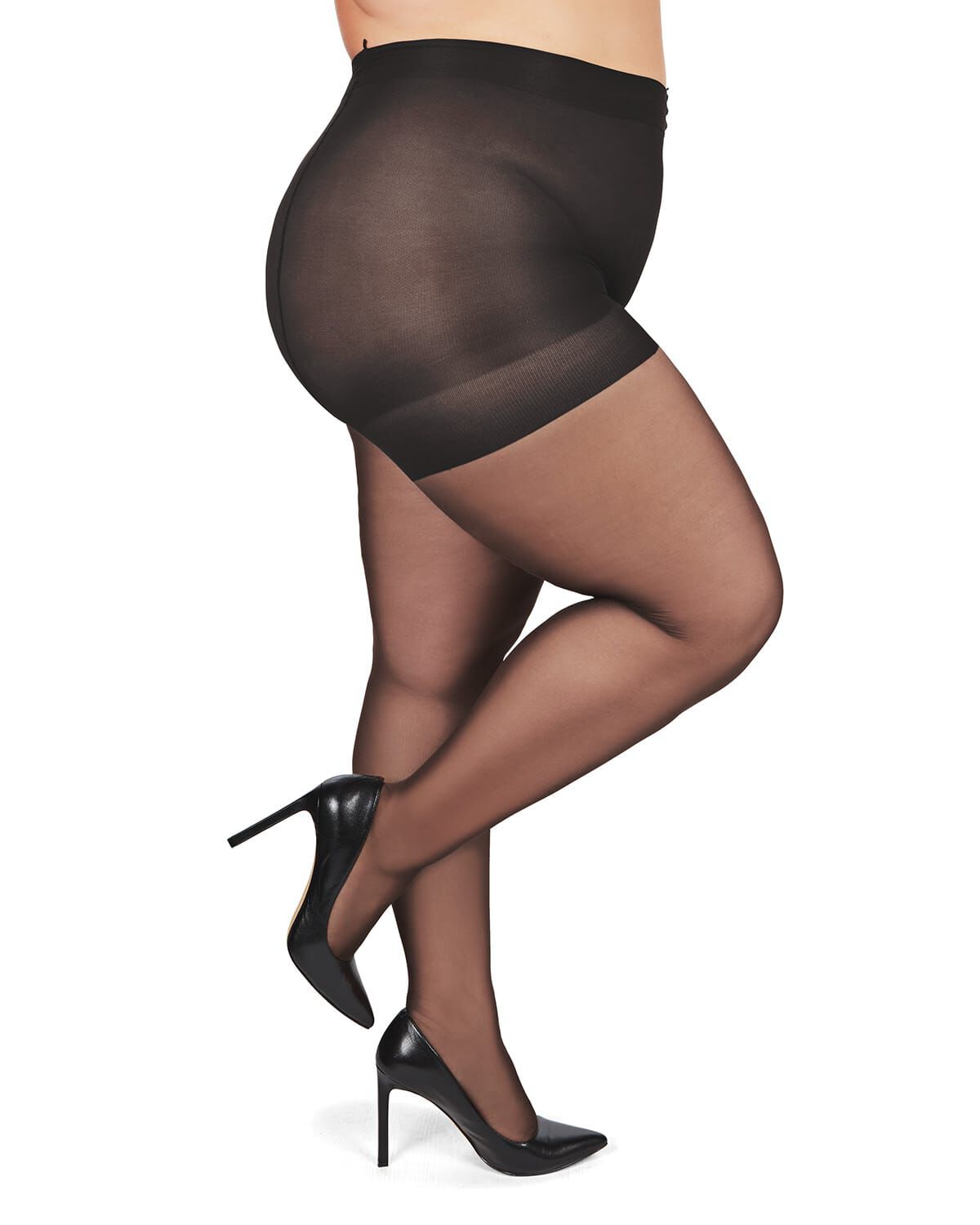 Women's Curvy All Day Sheer Control Top Pantyhose, OFF BLACK, hi-res image number 0