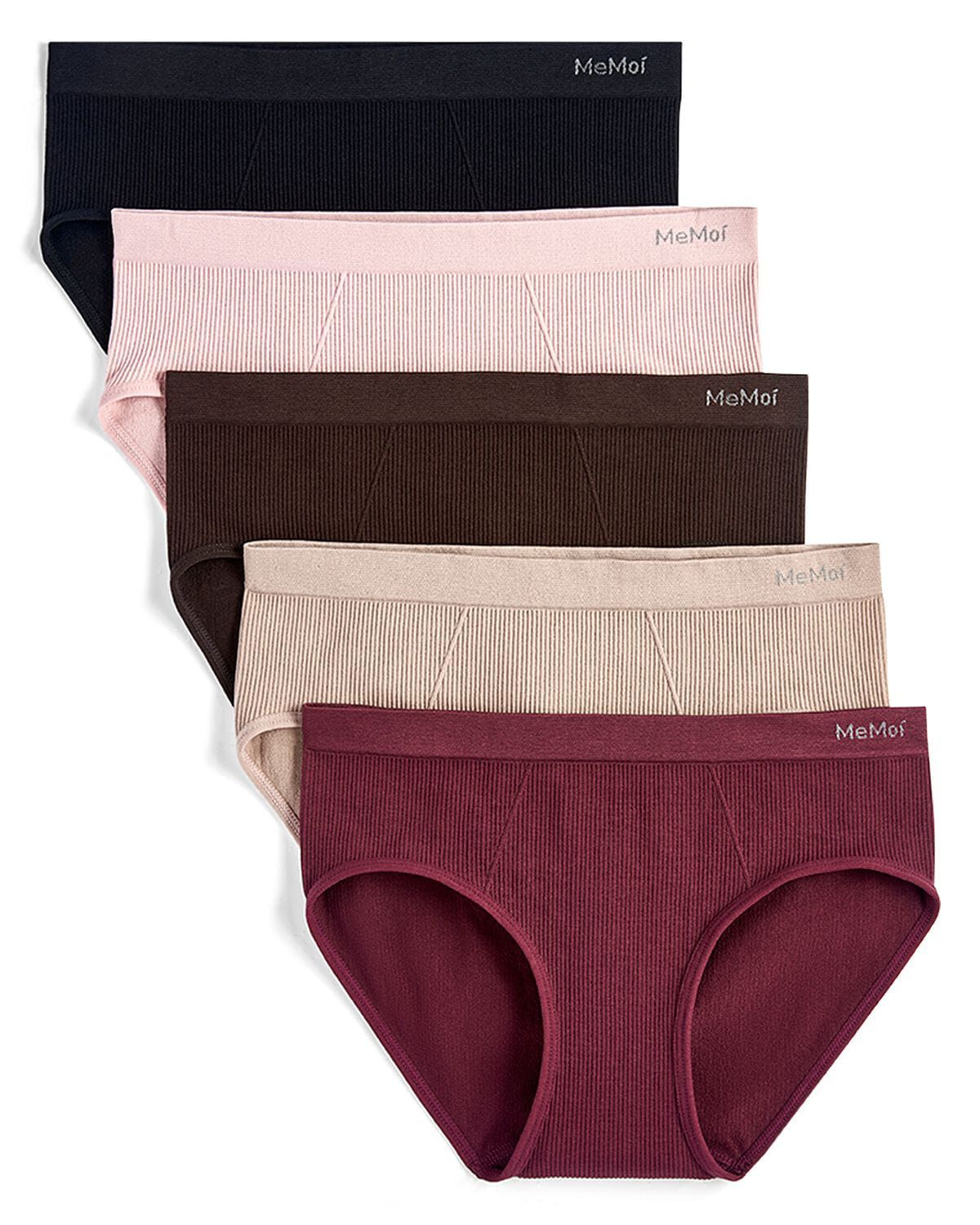 5 Pair Women's Seamless Ribbed No-Show Tag-Free Briefs, BLACK MULTI, hi-res image number 0