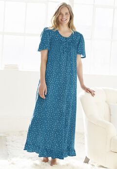 Long Floral Print Cotton Gown