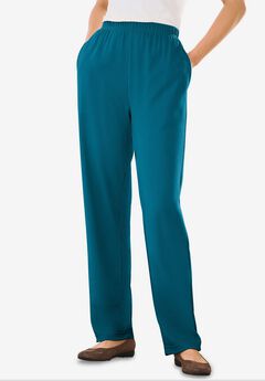 7-Day Straight-Leg Elastic-Waist Stretchy Knit Pant