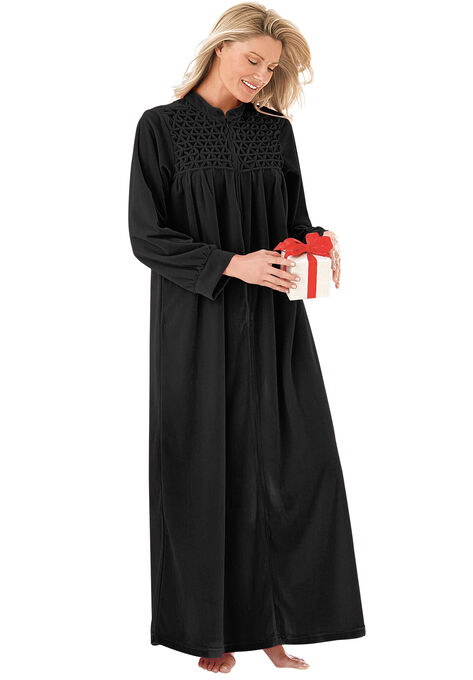 Smocked velour long robe by Only Necessities®, , alternate image number null