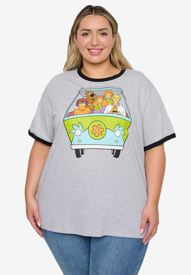 Scooby-Doo Mystery Machine Ringer T-Shirt Gray, GRAY, hi-res image number 0