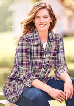 Plaid Double-Brushed Cotton Flannel Shirt