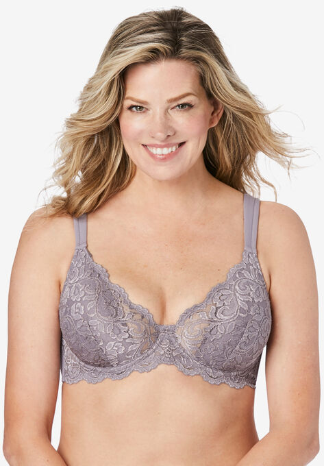 Scallop Lace Cup Underwire Bra , DUSTY LAVENDER, hi-res image number null