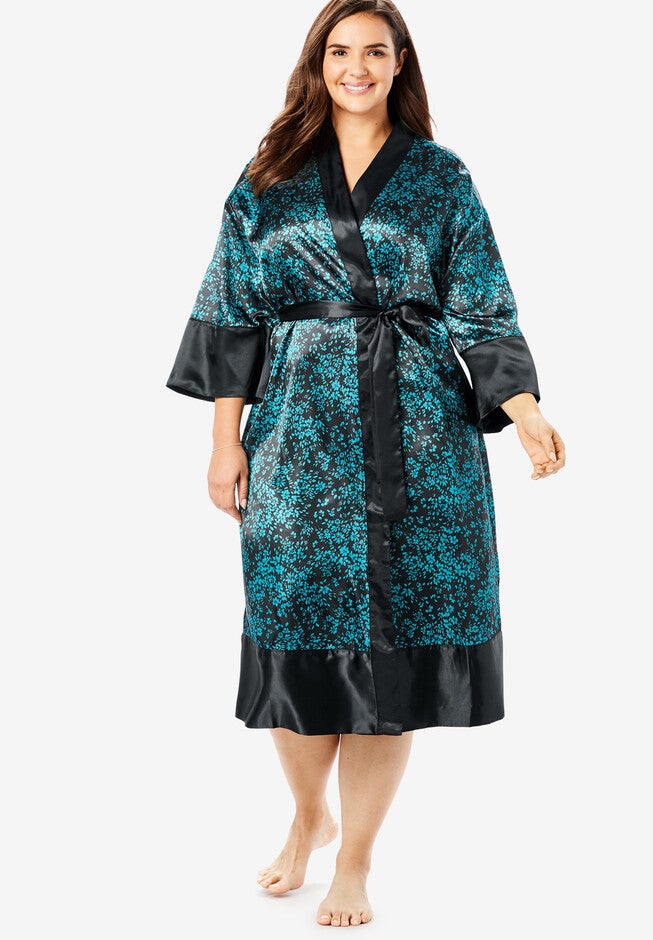 The Luxe Satin Belted Kimono by Amoureuse®, , hi-res image number 0