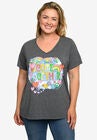 Beatles Come Together V-Neck T-Shirt Band Tee Heather Charcoal, CHARCOAL GREY, hi-res image number null