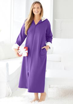 Sherpa-Lined Long Hooded Robe