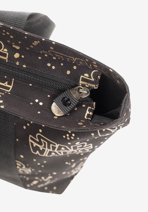 Star Wars Zippered Travel Tote Bag All-over Metallic Logo Shoulder Handbag, , alternate image number null