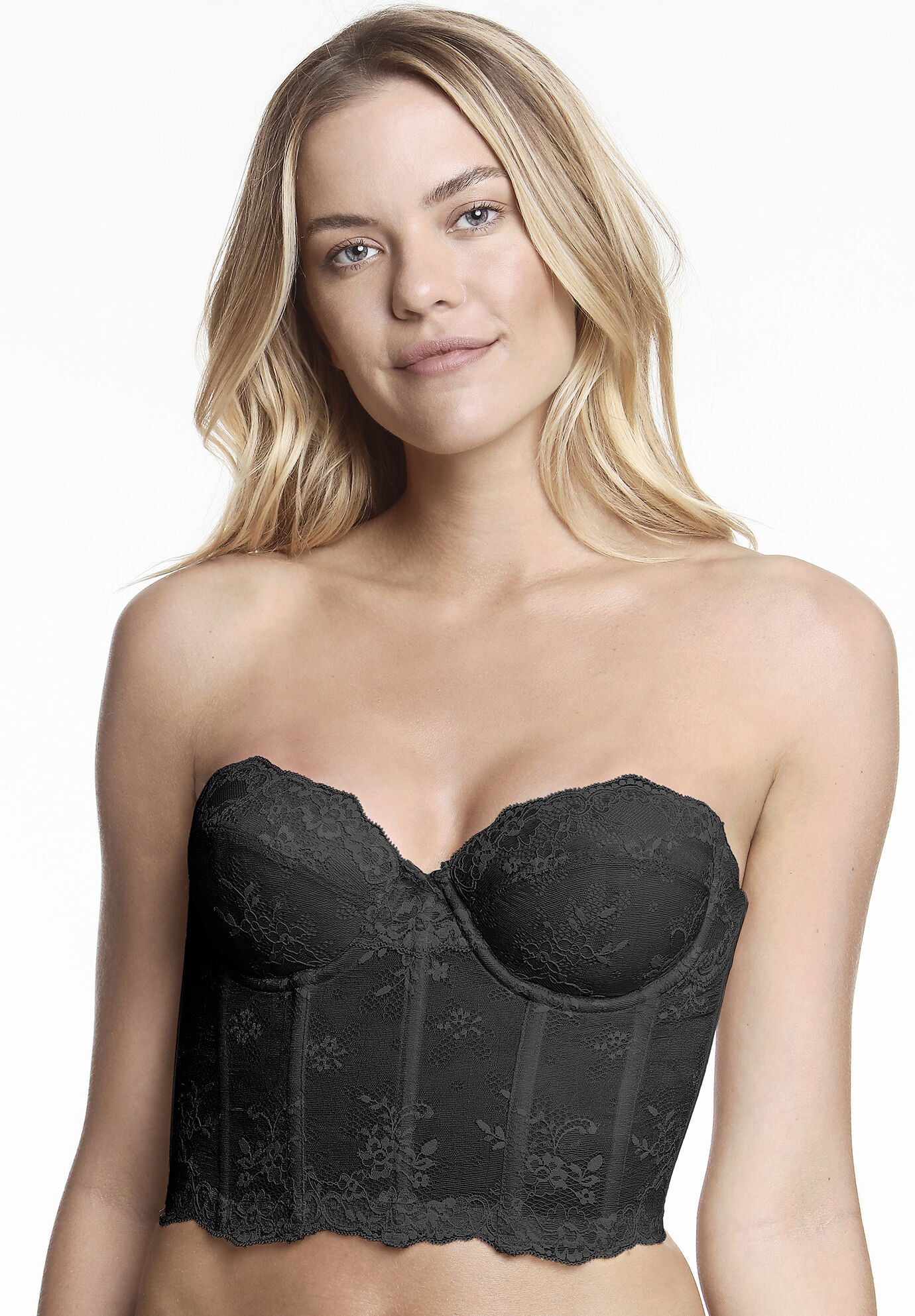 Strapless Lace Corselet, BLACK, hi-res image number 0