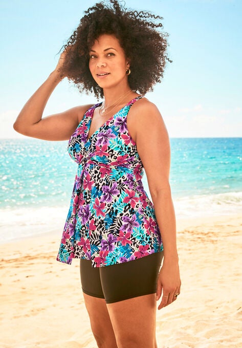 Twist-Front V-Neck Tankini Top, , alternate image number null