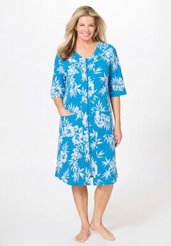 Short French Terry Zip-Front Robe