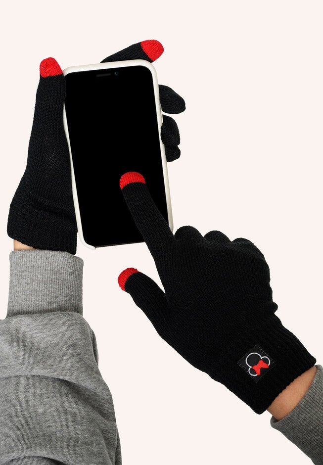 Disney Adult Minnie Mouse Knit Beanie Hat & Texting Gloves Red Gray 2-Pc Set, , alternate image number 6