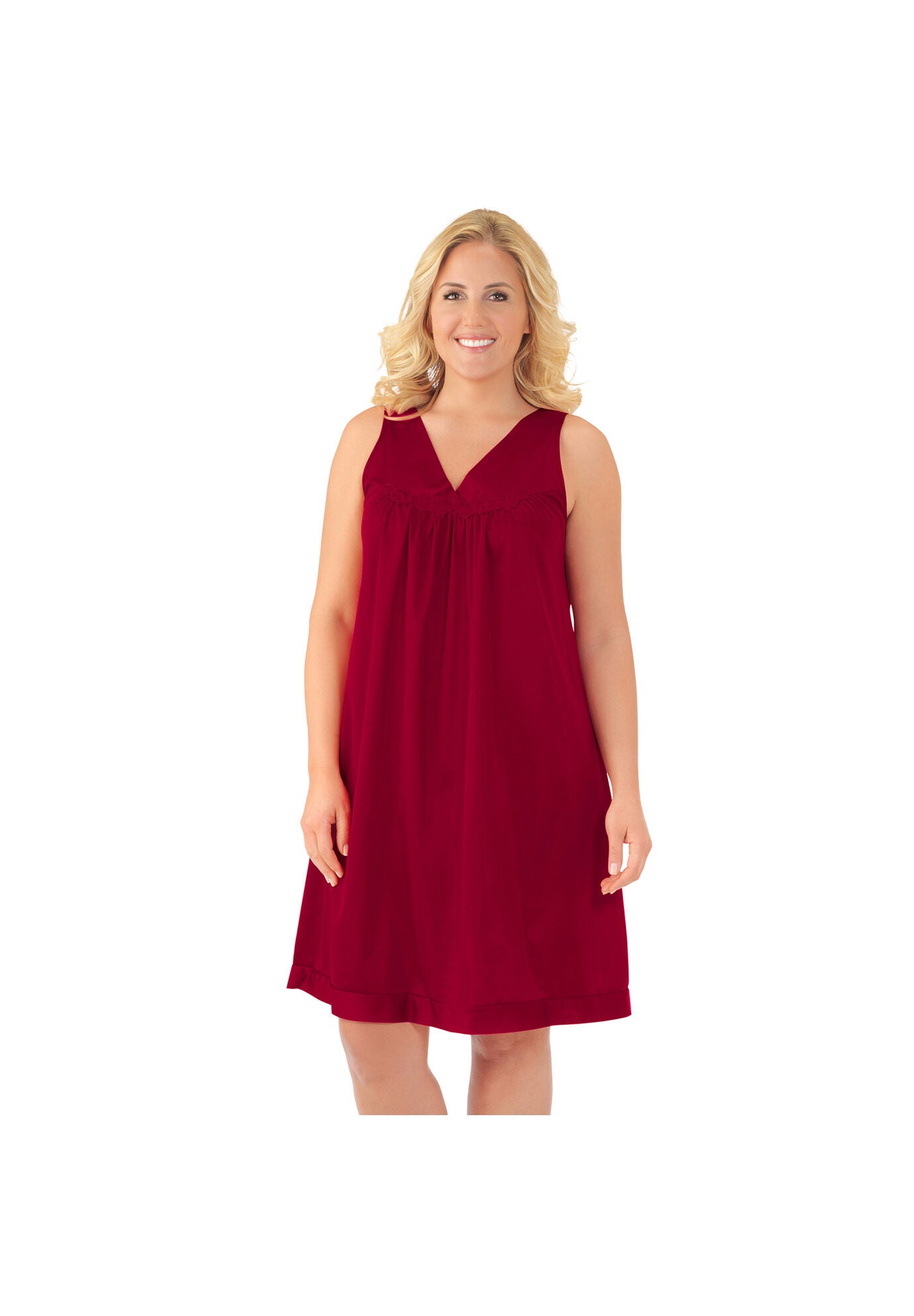 Exquisite Form® Sleeveless Short Sleep Gown, SANGRIA, hi-res image number 0