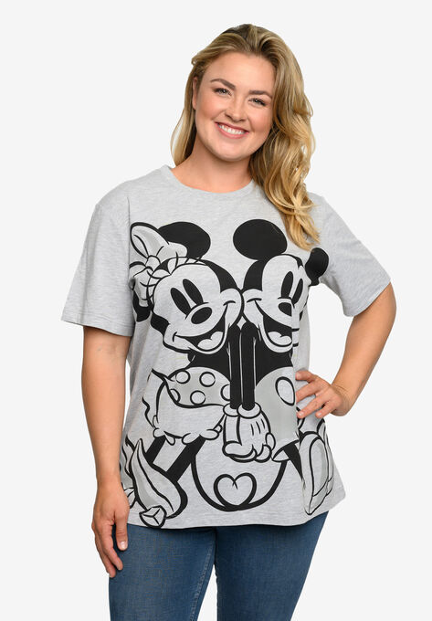 Mickey And Minnie Mouse Back To Back T-Shirt Heather Gray, , alternate image number null