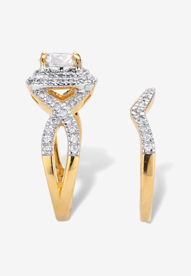 Gold Over Silver Bridal Ring Set Cubic Zirconia (2 1/5 Cttw Tdw), , on-hover image number 1