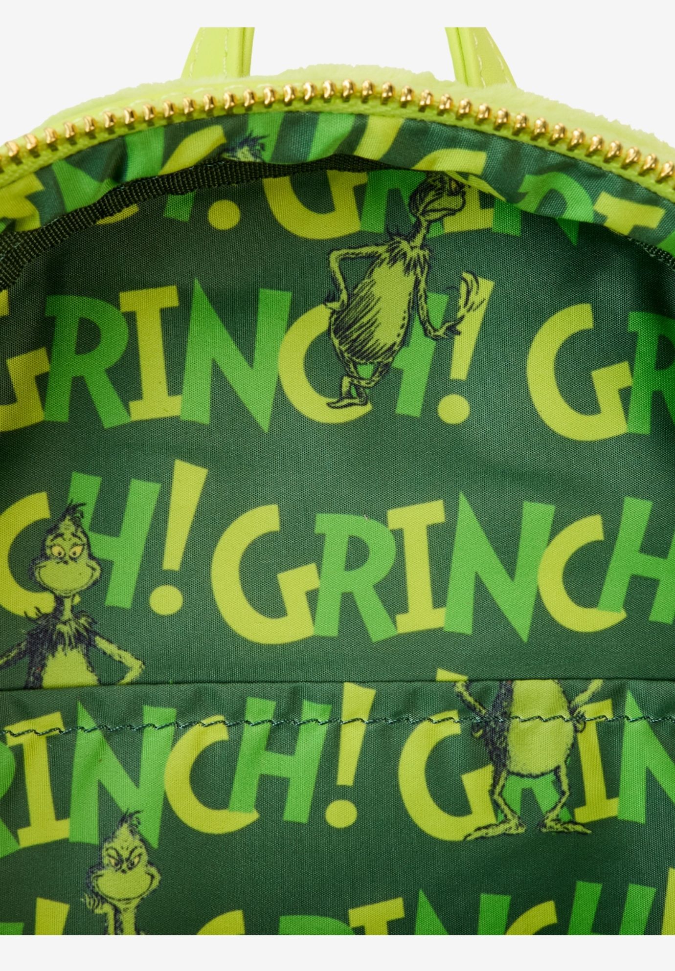 Loungefly x Dr. Seuss The Grinch Light-Up Plush Mini Backpack Cosplay, GREEN, alternate image number 6