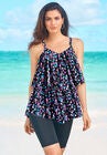 Mesh Double-Tier Tankini Top, PURPLE GALAXY, hi-res image number null