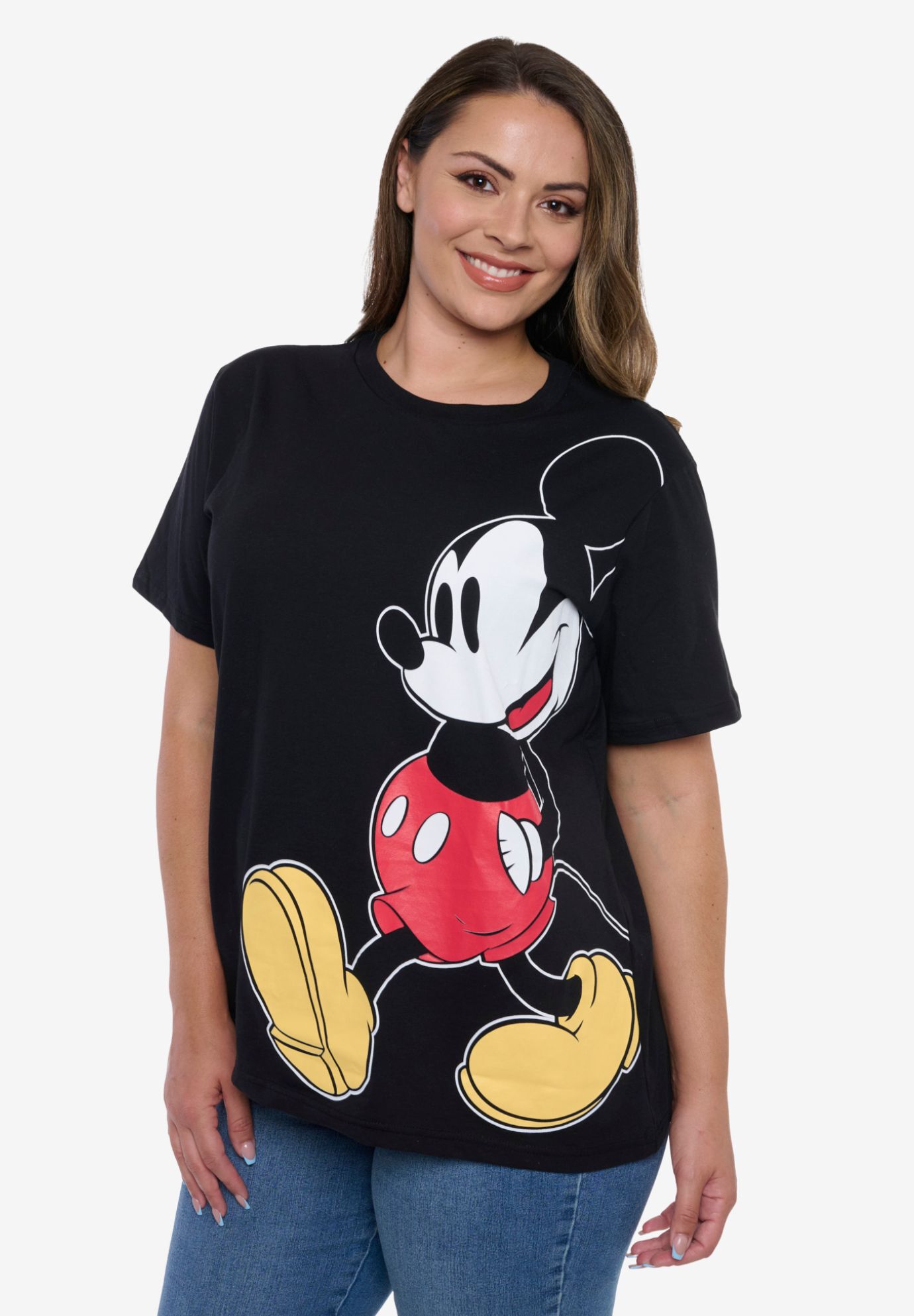 Womens Disney Mickey Mouse T-Shirt Black Short Sleeve, BLACK, hi-res image number 0