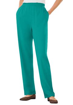7-Day Straight-Leg Elastic-Waist Stretchy Knit Pant