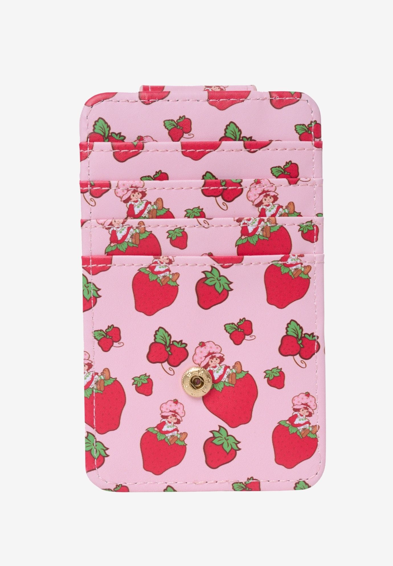Strawberry Shortcake Card Holder Wallet Button Snap Closure Red Retro, PINK, alternate image number 3