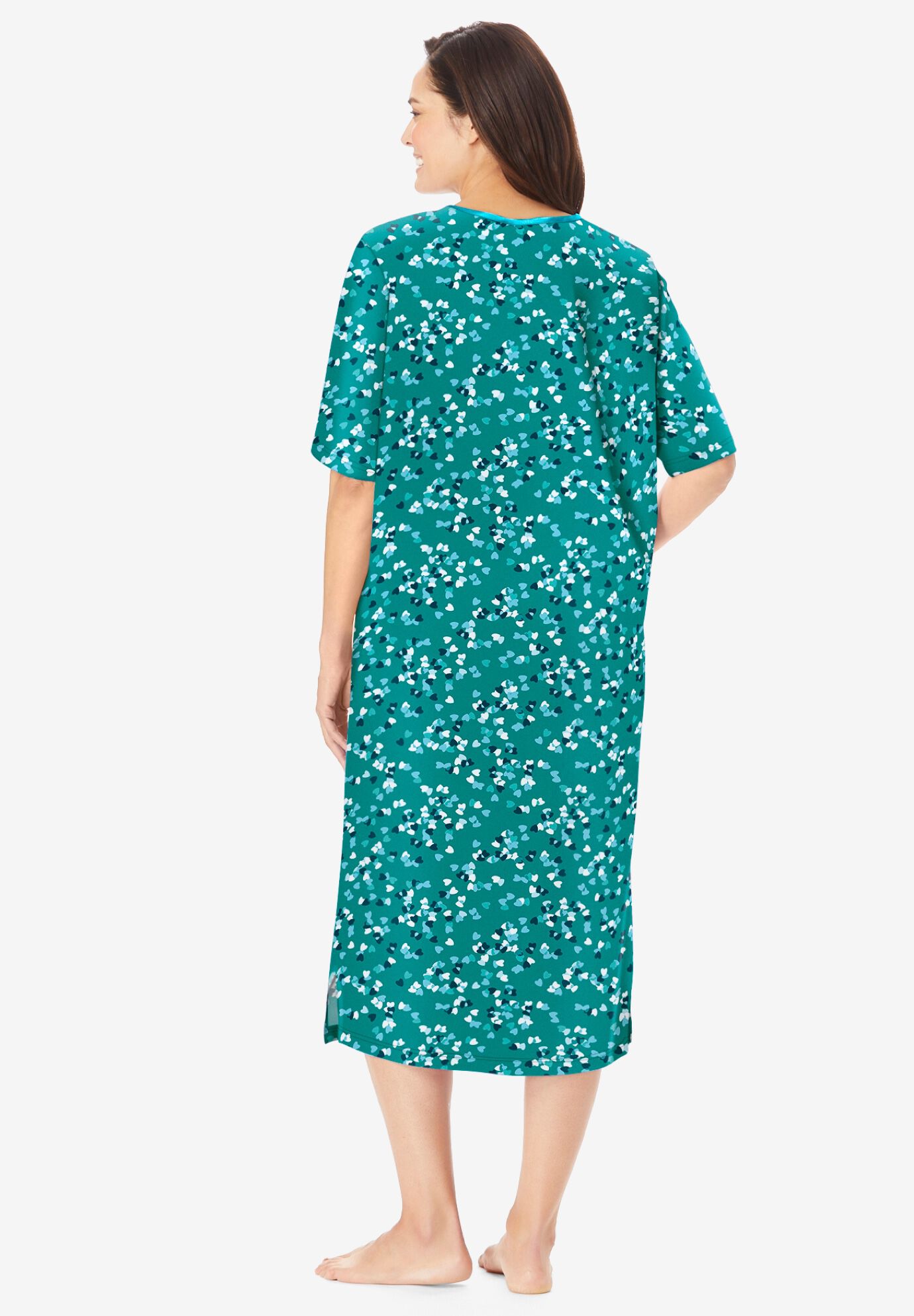 Long Tagless Sleepshirt, WATERFALL CONFETTI HEART, on-hover image number 1